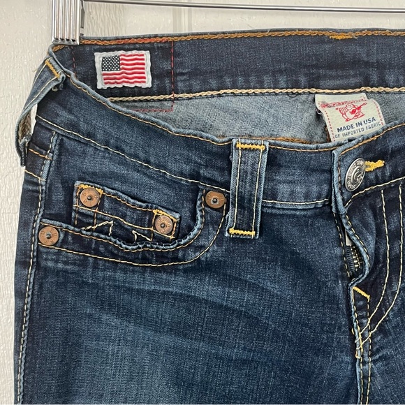 Vintage Y2k True Religion Low Rise Dark Skinny Jeans Embellished Back Pockets - Picture 2 of 13